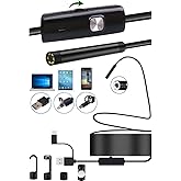 3-in-1 Endoskop Kamera, USB ve Android, Type-C Bağlantılı, 6 LED Işıklı, Kıvırlabilen Sert Kablo,Su Ge&ccedil;irmez,Yılan Kamera, Bo