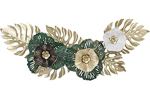 MRISATA Metalowa Dekoracja ścienna w Kształcie Liścia, Metalowa Dekoracja ścienna w Kwiaty, Złota Metalowa Dekoracja ścienna do Salonu, Liście ścienne Home Decor Rzeźby ścienne Dekoracje