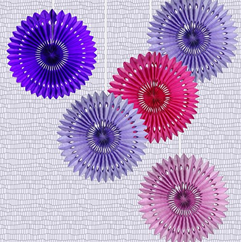 5er Mix Dekofächer Farbensaum EinsSein® Papierfächer Papierblume Pom Poms Papierrosette Dekoration