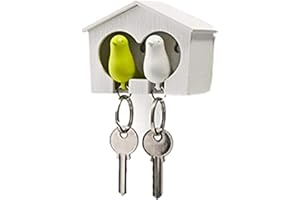Topways - Portachiavi a forma di passero con uccellino e passero (uccello bianco e verde)