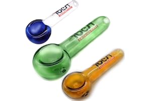 10 cm (4 tum) klassiskt skedrör med askfångare IBEST glas handrör "slumpmässig färg kommer att leverera"