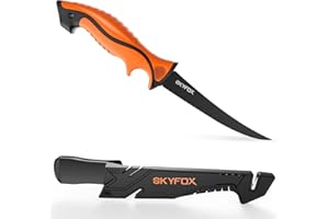 SkyFox G4416 Fish Knife Fishing and Filleting Knife Fish Blade 15.5 cm, German Stainless Steel Chef's Knife, Fishing Knife, Very Sharp, Hunting Knife Including Protection ABS Whetstone Sheath