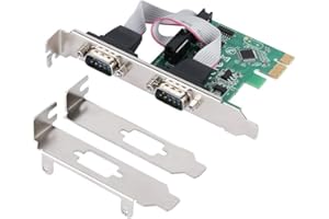 Jeirdus Dual Port 2 Port Serial Card DB9 COM RS232 PCIe X1 Card for Desktop PC with Low Bracket Moschip MCS9922