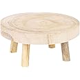 Round Mini Wood Stool,Wooden Step Stool,Plant Stands Gardening Stool Low Stool, Step Stool Round Bed Stool for Kids Adults(1,size:M)