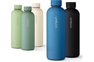 Vinsun butelka termiczna 500ml Niebieski - szczelna, do wody gazowanej, bez BPA, stal nierdzewna - termos na wodę, herbatę lub kawę - dla dzieci i dorosłych