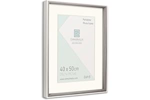 ENMARKALIA DECORACION Marco de foto, medida 40x50 cm SIN paspartu y 30x40 cm CON paspartu, color Blanco - Gris cm con paspartu, soporte de pie y para colgar (Blanco Gris X1 Ud., 40 x 50 cm)