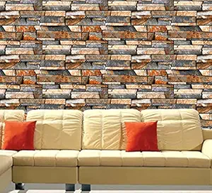 Decor Production Self Adhesive Brick Design Wallpaper Wall Sticker for Home Decor, Living Room, Bedroom, Hall, Kids Room, Play Room (brick-wallpaper-pt08-02-5.5sqft-moq-5)