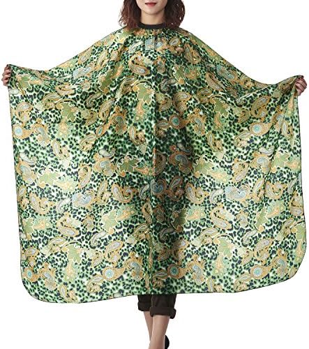 Salon Professional Hair Styling Cape, Colorfulife Hair Cutting Coloring Colorful Leopard Pattern Waterproof Hairdresser Wai Cloth Barber Gown Hairdressing Wrap,55"x63" (Green)