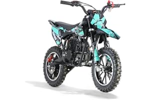 ‎KXD KXD 705 49ccm 4 Takt Leopard Dirtbike Dirt Bike CrossBike Enduro DirtBike pocket 49cc Pitbike PocketBike Motocross Motorrad Motorbike Motorsport Pocket Vollcross Crossbike (Türkis)