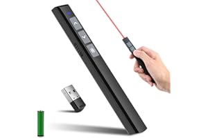 PENRITER Wireless Presenter Ricaricabile, Telecomando Presentazioni Powerpoint, Puntatore Laser, Hyperlink Volume Control, per Insegnamento, Ufficio, Conferenze (Borsa Portaoggetti inclusa)