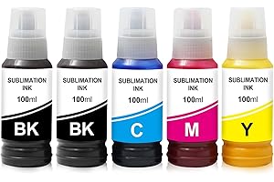 Yongairuink 500ml Sublimation Ink for EPS ET2400 ET2830 ET2815 ET4810 ET2720 ET2760 ET2750 ET2850 Inkjet Printer Heat Press on Mugs T Shirts Pillows (2BK 1C 1M 1Y)