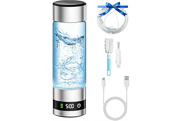 Bouteille d'Eau Hydrogénée Portable 460 ML, Ioniseur d'Eau avec Technologie SPE/PEM, Génération d'Eau Riche en Hydrogène Haute Concentration en 5 Minutes, Usage Maison, Bureau et Salle de Sport