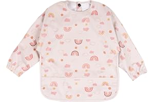 Pecehom Baby Weaning Bib with Sleeves,Toddler Waterproof Soft Long Sleeve Bibs,Coverall Aprons Bibs for Baby Feeding,Waterproof and Easy to Clean & Machine Washable,for Ages 6-36 Months