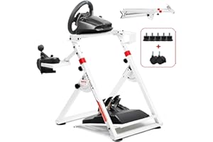 GTPLAYER Steering Wheel Stand for G25 G27 G29 G920 Foldable Racing Wheel Stand with Cup Holder Adjustable Height/Angle, Driving Simulator Gaming Wheel Stand
