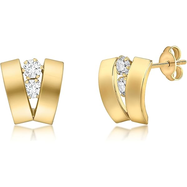 Zilveren oorring dubbel met zirkonia ketting voor dames | Lucardi-NL