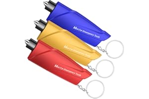 Window Breaker Seatbelt Cutter,3-in-1 Mini Glass Breaker, 3 Pack Car Escape Tool for Land and Underwater,Keychain Car Emergency Tool by ZITSMS(Red/Yellow/Blue）