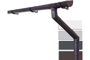 INEFA Dachrinnen Set Gartenhaus, Carport, Terrasse, NW100 / 100mm halbrund 4m Dunkelbraun 1 Dachseite, Regenrinne PVC für Pultdach, Made in Germany