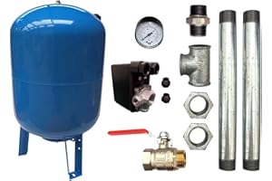 ELBI Kit Surpresseur Eau Vertical 200l - 1" avec Pressostat Et Manomètre