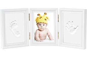 Marco Fotos para Recién Nacido - Newlemo Marcos de Huellas de Manos y Pies con Arcilla de Seguridad - Regalos Originales para Bebés y Niños, blanco