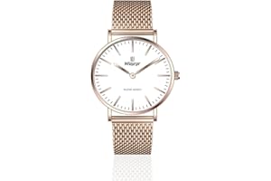 WEAYEGE Ladies Ultra Thin Watches,Big Dial Stainless Steel Mesh Strap Casual Ladies Watch,Japanese Quartz Waterproof Watch for Women,Ladies Dress Watch