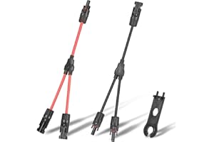 DERUXI 32cm 6mm² Y Solar Panel Connectors Solar Panel Cables 1 Pair Y Branch Parallel Connector Solar Branch Adapter Y Photovoltaic Connector Distributor Socket Y Type Solar Branch Adapter MMF and FFM