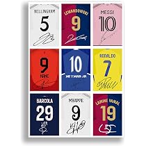 Poster Autografato Real Madrid 2024/25 In Cornice | Stampa A4 Con Mbappé, Vinicius Jr, Bellingham | Cimelio Regalo Per Fan