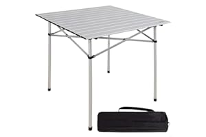 AKTIVE Tavolo pieghevole leggero, tavolo da campeggio in alluminio, piano laminato, 70x70x70 cm, con borsa per il trasporto, piedini antiscivolo, per 4 persone, Campeggio
