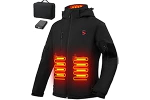 Brimekey Heated Jacket for Men and Women, Heated Coat with 7.4V Battery Pack and Windproof Hood, Soft Shell Electric Heating Hoodie for Outdoor Winter