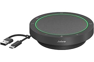 Jabra Speak2 40 Portable Speakerphone with 4 Noise-cancelling Mics, Full-range 50mm Speaker, Wideband Audio and USB A and USB C connections - MS Teams Certified, Works with Other Platforms - Dark Grey