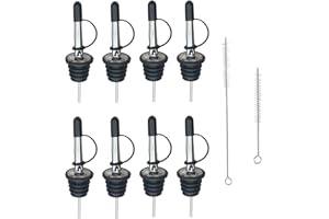 INSPUTOL 8PCS Versatore per liquori in Acciaio, versatori per Bottiglie di alcolici, versatori per alcolici, con Tappi Antipolvere in Gomma per sciroppi di Olio d'oliva, aceto, Bottiglie da Cocktail