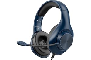 YOTMS Gaming Headset PS4 Headset with 7.1 Surround Sound, Gaming Over Ear Headphones with Noise Cancelling Flexible Mic Memory Earmuffs, for PC, PS5, PS4, Xbox Series X/S, Switch (Navy Blue)
