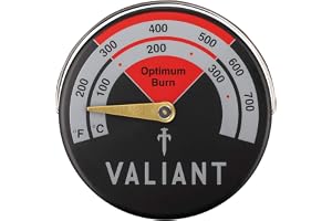 Valiant magnetisk vedbrännare & spis termometer-röd, 63 mm