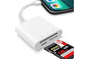 CLOMNPE SD Kartenleser iPhone,SD Kartenleser für iPhone iPad,SD Card Reader iPhone 2 in 1 mit Dual Slot für Micro SD/SD,Speicherkarte Kamera gleichzeitiges Laden/Kartenlesen,SD Karte Adapter,Kartenlesegerät