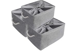 Mangata Cajas de Almacenamiento Plegables, cestas Grandes de Tela, Paquete de 3 (Gris, Jumbo)