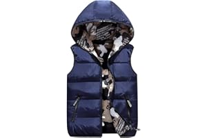 Treer - Feather Vest Sleeveless Hooded Jacket Boys Girls Reversible Winter Coat Camouflage Green Outfits 3-16 Years