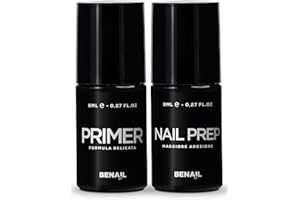 BENAIL Primer Gel Unghie Acid Free + Nail Prep delicato per gel unghie ricostruzione, preparatori unghie gel ricostruzione, smalto semipermanente, polygel e acrygel flaconi da 8 ml.