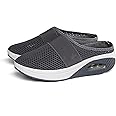 ADANN Women's Diabetic Walking Shoes, Air Cushion Orthopedic Slip-Ons, Dark Grey, Size 6