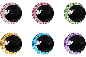 MUCUNNIA 120 ojos de seguridad con purpurina 3D de 16 mm para ganchillo con arandelas, ojos de amigurumi de ganchillo para animales de ganchillo, ojos de manualidades, ojos de muñeca, ojos de