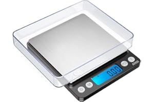 AMIR Feinwaage 0.01g / 500g, Digitalwaage, Taschenwaage, Briefwaage, Grammwaage, Digital Feinwaage mit PCS Funktion, Tara-Funktion, 6 Einheiten Konvertierung, LCD-Display, Auto-Off