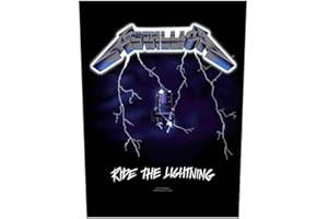 Metallica Ride The Lightning Backpatch - 1x Black Rectangular Sew-on Embroidered Patch