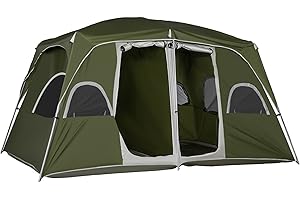 Outsunny Tienda de Campaña Familiar para 4-8 Personas con 2 Dormitorios Tienda de Camping Grande con 2 Bolsillos y Ventanas con Malla Impermeable 400x275x210 cm