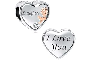 KunBead Jewelry Rose Heart Love Bead Charms for Wife Compatible with Pandora Bracelets