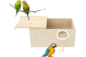 YOUNGWIER Nistkasten Für Sittiche Wellensittich Nistkasten, Vogelnest Brutkasten Holz, Sittich Nistkasten Vogelhaus Für Käfig Naturholz Aufzuchtkasten Für Papageien Lovebirds Wellensittiche Finken 19,5 X 12 cm
