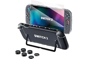 HEYSTOP Cuover per Nintendo Switch 2 Modello, Dockable Custodia Protettiva Trasparente in TPU Morbido con Pellicola Temperata Switch 2 Cappucci del Pollice per Nintendo Switch 2 Joycon