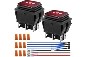 Xiatiaosann Schalter 12V Wippschalter Kippschalter Polaritätsumkehrschalter 10A Motorsteuerung 6 Pin 3 Position ON/Off/ON DPDT Auto Auto Boot Knopf mit Draht, 2 Stück