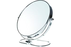 TUKA-I-AKUT TUKA Miroir Maquillage Pliable, x10 Grossissement, 8" Cosmétique sur Pied pour Chambre et Voyage, Ø 20 cm de Table, Double Visage Tournant de Rasage, TKD3125-10x
