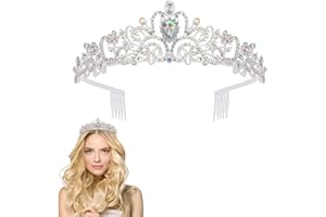Alwodici Tiara For Women Elegant Princess Birthday Headpiece Bridal Headband Sparkling Crown With Rhinestones And Combs, Suitable For Weddings, Birthdays, Celebrations, Parties
