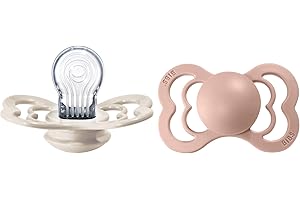 BIBS Ciuccio confezione da 2 pezzi. Privo di BPA, Tettarella simmetrica. Silicone, Prodotto in Danimarca. Taglia 2 (6-18 mesi), Ivory/Blush