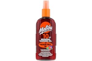Malibu Sun SPF 10 Bronzing Tanning Oil Spray with Passion Fruit Oil, Medium Protection, Water Resistant, 200ml