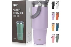 Riley Joy Thermobecher 900ml Trinkbecher mit Deckel und Strohhalm aus Edelstahl Isolation von Warm- und Kaltgetränken Kaffeebecher für Wasser, Kaffee oder Eistee